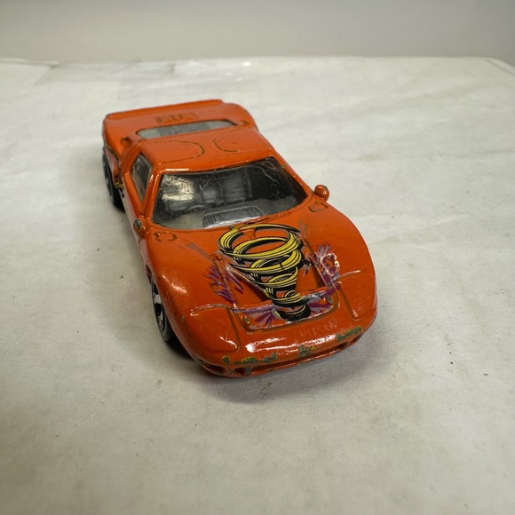 Hot Wheels 1999 Ford GT-40 Orange Tornado Graphic Diecast Race Car 1:64 Scale - Picture 2 of 9